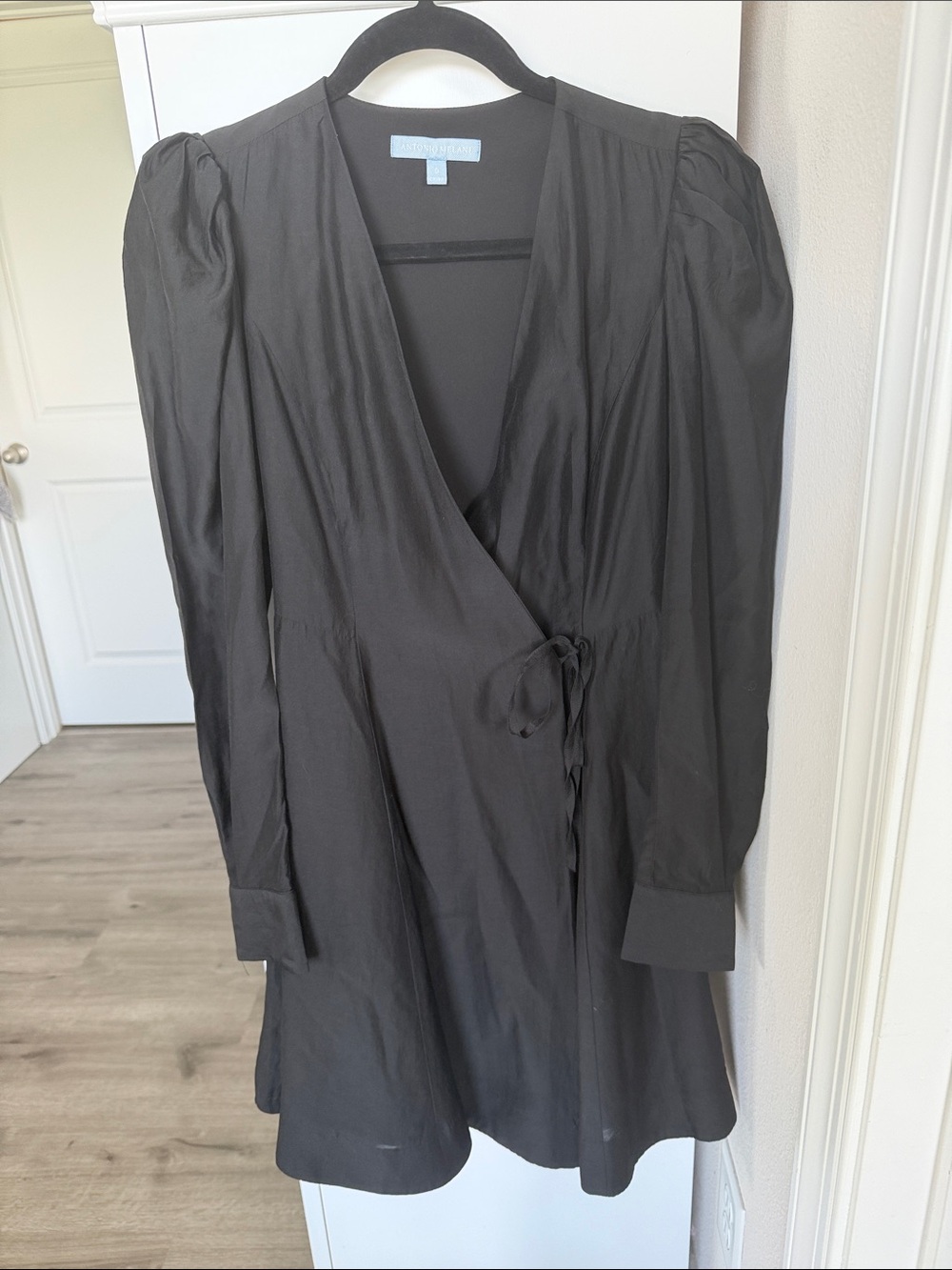 ANTONIO MELANI Black Long-Sleeve Wrap Mini Dress
